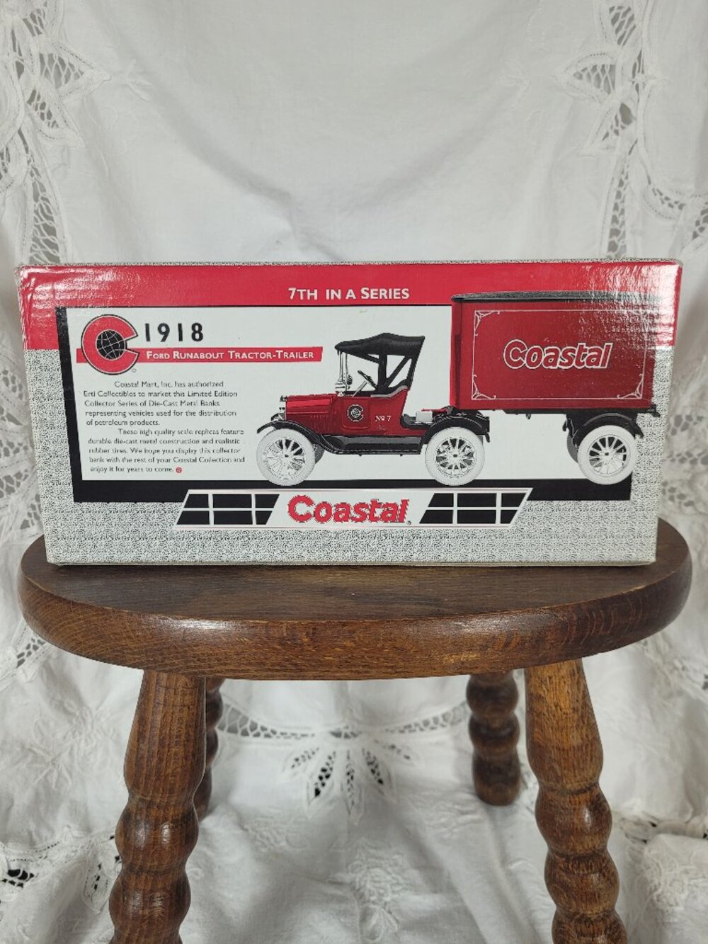 ERTL Coastal Mart Inc 1918 Ford Runabout Tractor Trailer Locking Coin Bank 1999